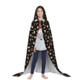 thumbnail image 3 of Honeii Flower Pattern On Black Print Poncho Cape, Cloak Coat, Snuggly Hooded Wearable Blanket, Hooded Cape For Teenagers,Halloween Costumes-Large, 3 of 7