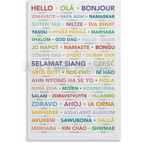 Hello Poster in Different Languages,Multilingual Wall Art Canvas Painting Posters And Prints Wall Art for Living Room Bedroom Decor
