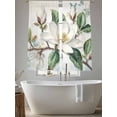 thumbnail image 6 of White Floral Semi Sheer Window Curtains 63 Inches Long, Botanical Magnolia Flower Leaves Butterfly Rod Pocket Voile Silky Chiffon Curtain Light Filtering Drapes for Living Room, 52"x63", 2 Panels, 6 of 9