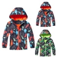 thumbnail image 6 of XQYLOS Rain Coats for Girls Boys Waterproof Rain Jacket Lightweight Fleece Lined Dinosaur Hooded Windbreaker Outdoor Raincoat, 6 of 6