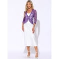 thumbnail image 4 of DARING DIVA Women's Floral Lace Shrugs Evening 3/4 Sleeves Formal Bolero Cardigan XS Purple, 4 of 6