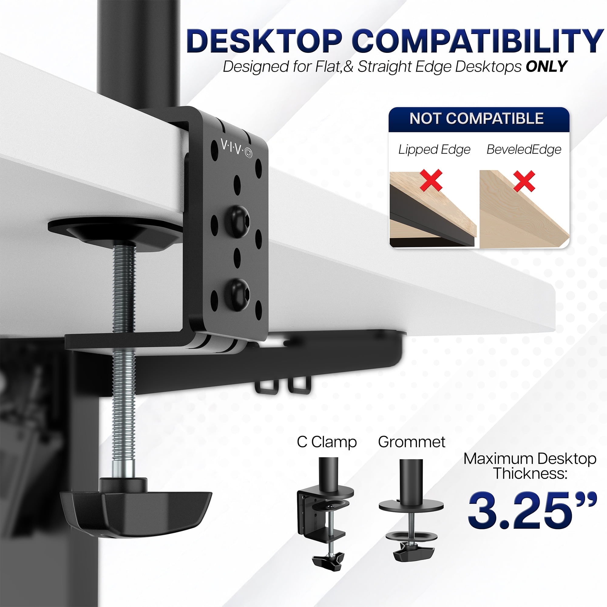 VIVO Black Dual Monitor Adjustable Desk Mount, Fits Ultrawide Screens up to 38"