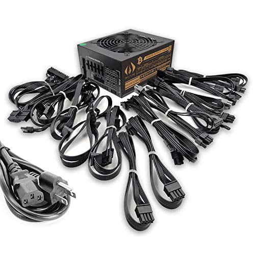 HVVH 1600W Mining Power Supply - 80 Plus Gold, 110V, Supports 8 GPU, For PC & Crypto Mining