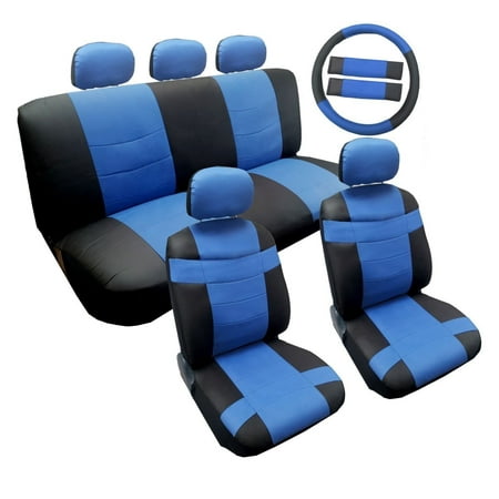- Two Tone Premium Sport Black and Blue Sy Leather Seat Cover Set 14pc Chevy Cruze
