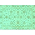thumbnail image 1 of Ahgly Company Machine Washable Indoor Rectangle Oriental Turquoise Blue Traditional Area Rugs, 2' x 5', 1 of 4