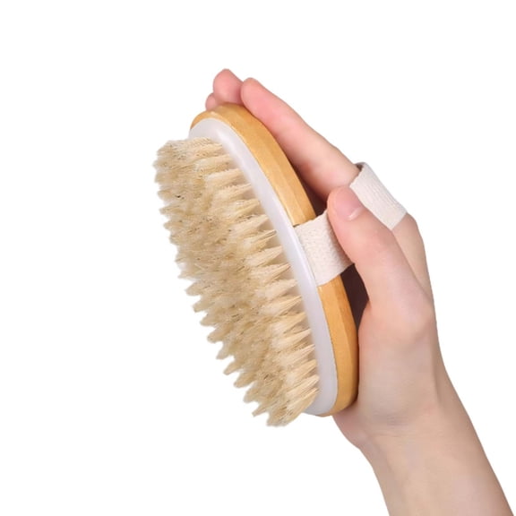 Dry Brushing Oval Brush, Anti Cellulite Exfoliating Brush, Soft-Bristled Bath Brush for Body, Wooden Exfoliating Shower Dry Brush for Smooth Skin, Circulation Improvement, Body Scrub Brush