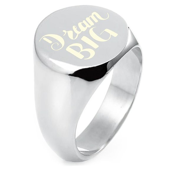 Sterling Silver Dream Big Engraved Round Flat Top Polished Ring