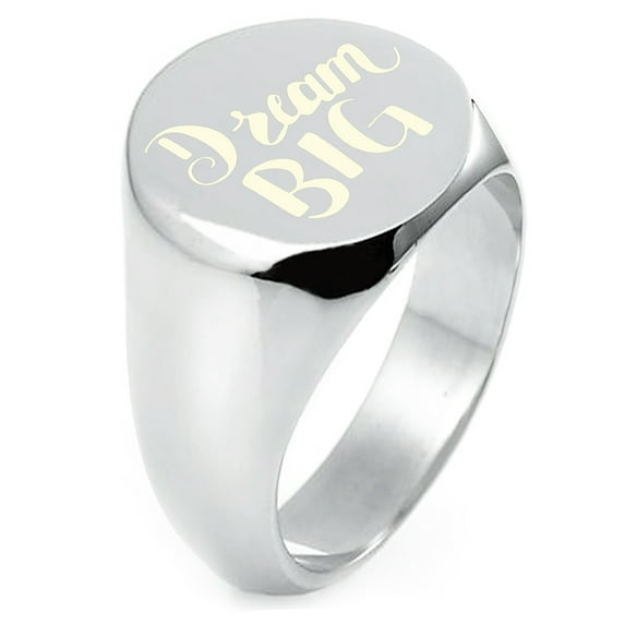 Sterling Silver Dream Big Engraved Round Flat Top Polished Ring