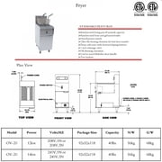 40 lb Commercial Electric Deep Fryer – 208V / 3 Phase | 7.5 kW | NSF ETL Certified