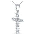 thumbnail image 2 of FB Jewels 10kt White Gold Womens Round Diamond Cross Pendant 1/20 Cttw, 2 of 2