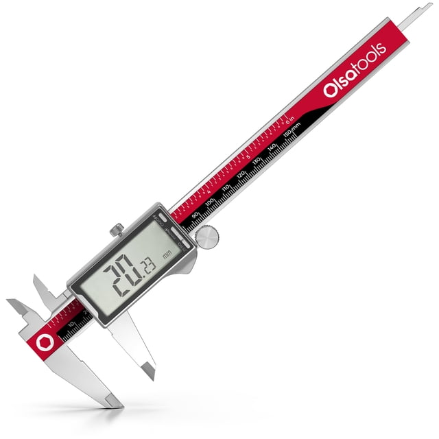 Olsa Tools Digital Caliper Measuring Tool - Inches, Fractional Inches, & Millimeters - 0-6 Inches - Stainless Steel Digital Calipers Measuring Tool -