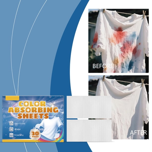 Toallitas Absorbentes de Color para La Colada (30 Unidades) | Fuerte Absorción de Tinte | Evitan La Decoloración y Las Manchas | Aptas para Todo Tipo de Tejidos | Permiten Lavados Mixtos | Mantienen