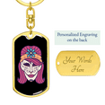 thumbnail image 3 of Calavera Mexican Sugar Skull 8 Color Stainless Steel or 18k Gold Premium Swivel Dog Tag Keychain, 3 of 16