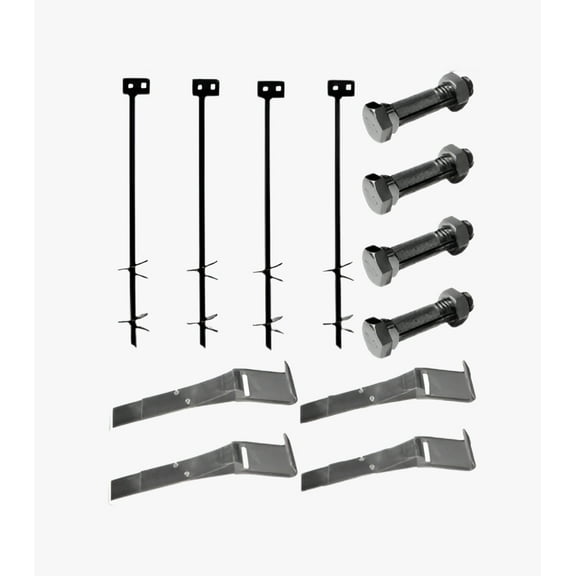 Mobile Home Part Set of 4 Auger Anchors; 4-8 ft Frame Strap, 4 Bolts