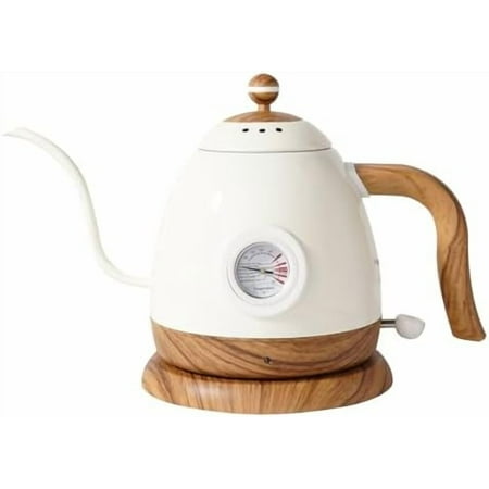 Gooseneck Electric Kettle with Thermometer, Stainless Steel Hot Water Kettle, Pour Over Kettle for Coffee & Tea, Auto Shutoff Anti-dry Protection, 1000W-0.8L, Leak-Proof Design