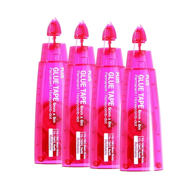 Plus Corporation Glue Tape Tg726R 1/4 Wide Adhesive, Refill 4Pack 60383