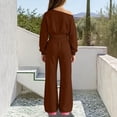 thumbnail image 4 of Cethrio Girls Casual Outfit Sets, Spring Fall 2 Piece Daily Long Sleeve Kids Clothing Sets Size 13-14 Years Brown, 4 of 6