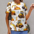 thumbnail image 6 of Excavator Construction Vehicle Truck Women's Short Sleeve T-Shirt Crew Neck Casual Summer Trendy Loose Fit Tops, 6 of 6