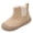Khaki, variant on Kids Waterproof Leather Snow Boots, Side Zipper Fleece Lined Warm Short Ankle Cotton Boots Non Slip Winter Shoes for Boys and Girls Cold Weather Daily Wear Khaki 13(30)