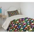 thumbnail image 2 of Ambesonne Colorful Quilted Coverlet 2 Pcs, Stars Disco, Twin Size, Multicolor, 2 of 5