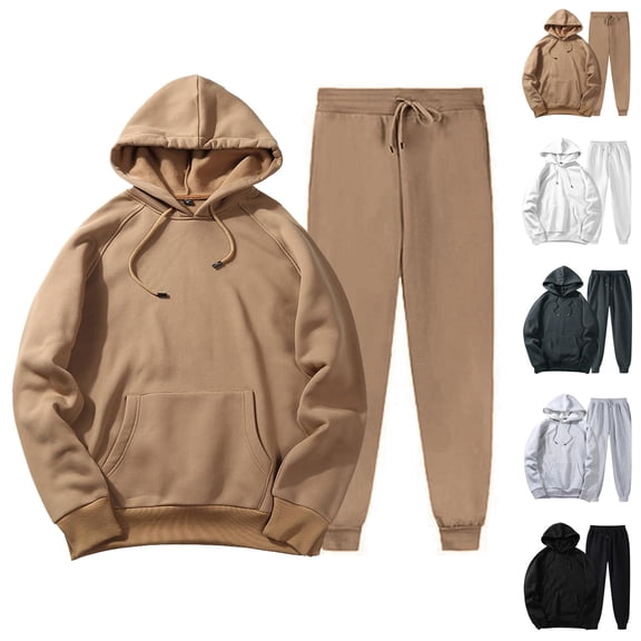 Mens Track Suits 2 Piece Set Fall Winter Basic Plain Hoodie and Jogger Sweatpants Matching Sweatsuit Lounge Set