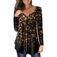 thumbnail image 2 of Pntutb Mujer Casual Camiseta Impreso Manga Larga Cuello Redondo Fruncido Pullover Blusa tops Pntutb Pntutb-7544, 2 of 5