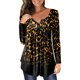 thumbnail image 2 of Puntoco Mujer Casual Camiseta Impreso Manga Larga Cuello Redondo Fruncido Pullover Blusa tops Puntoco Puntoco-7547, 2 of 5