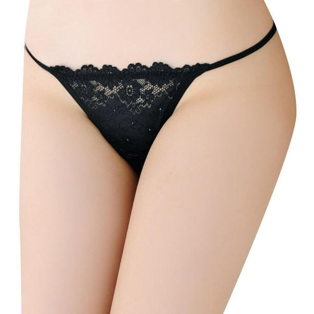 Sexy Black Thong Underwear, Variety 5 Pack, Lace Panties, Women's  Underwear, Panties for Women
