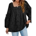 thumbnail image 5 of Xuanfei Women Square Neck Floral Print Long Sleeve Pleated Blouse, 5 of 7