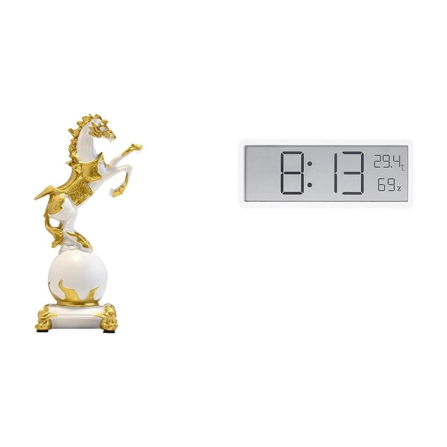 Escultura de animal moderna, adorno de mesa con gran pantalla de temperatura y humedad para dormitorio, sala de estar, escritorio, centro de mesa.