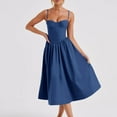 thumbnail image 4 of FINALGANG Women's Solid Color Spaghetti Strap Midi Dress Sweetheart Neck Flared Skirt Regular Fit Dress Summer Casual Daily Date Dress, 4 of 8
