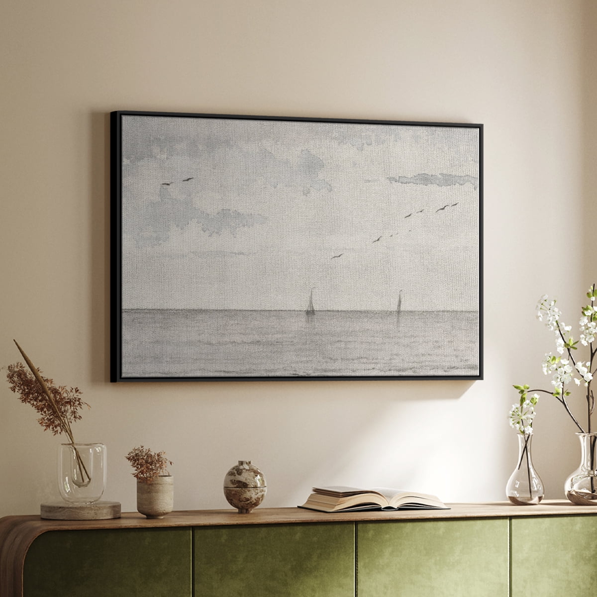 Vintage Landscape-CCCXLII By Wexford Home Framed in Black Wood Gallery Wrapped Canvas 17 in. x 25 in.