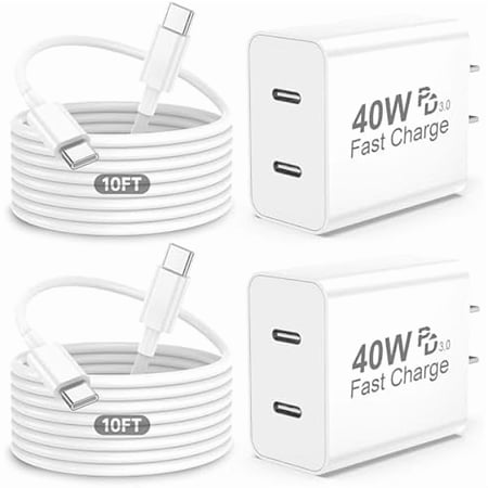 Quyaojz for iPhone 17 Pro Max Charger Fast Charging 40W Dual USB C Fast Charger Block with 10ft Type C Charging Cable Cord Compatible With iPhone 17/17 Pro/Air/16/16 Pro/16 Plus/1515