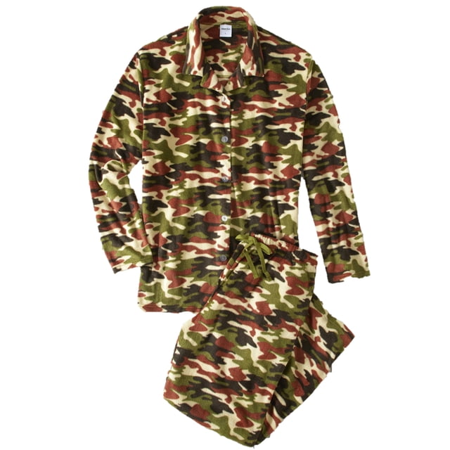 Pijama de polar con cuello de muesca para hombre - Camuflaje mediano