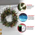 thumbnail image 4 of Couronnes de Collection de Baies de Pin Givrées de 30 "avec de Grands Cônes à Bords Blancs, des Baies Rouges, des Feuilles d'Eucalyptus Argentées et 50 Leds Leds Blancs Chauds avec Minuterie, 4 of 5