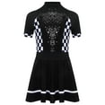 thumbnail image 3 of Moggemol Costume de Pilote de Course pour Filles Enfants F1 Ouverture Uniforme de Cheerleading Paillettes Manches Courtes Justaucorps Robe Noir 8, 3 of 5