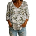 thumbnail image 4 of DeHolifer Women's Shirts Floral Printed 3/4-Sleeve V-Neck Button Down Casual Loose Shirts Tops Gray 2XL, 4 of 6