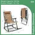 thumbnail image 3 of Costway Folding Zero Gravity Rocking Chair Rocker Porch Outdoor Patio Headrest Beige, 3 of 8