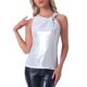 thumbnail image 1 of INSPIRAR CHIC Top de Mujer Sin Mangas Cuello Redondo Metálico Brillante Fiesta Nudo Torcido Cami Tops M Blanco Plateado, 1 of 6