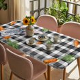 thumbnail image 3 of Grey Bunny Easter Table Cloths for 4 Foot Rectangle Tables, Rabbits Spring Botanical Black White Plaid Patio Waterproof Elastic Fitted Tablecloths, Washable Rectangular Table Cover for Camping, 3 of 8
