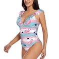 thumbnail image 3 of Yiaed Flamingo1 Print Women's Ruffled One Piece Swimsuit V Neck Swimwear Slimming Monokini for Woman-XX-Large, 3 of 8