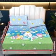 thumbnail image 6 of ZIATUBLES Queen Size Sheet Set, 3 Piece Soft Bed Sheets with 9.8 Inches Standard Pocket Fitted Sheet and 2 Pillowcases, Pinted Bedroom Decor Easy to Care, Easter Bunny Chick Egg Flower Grass Print, 6 of 9