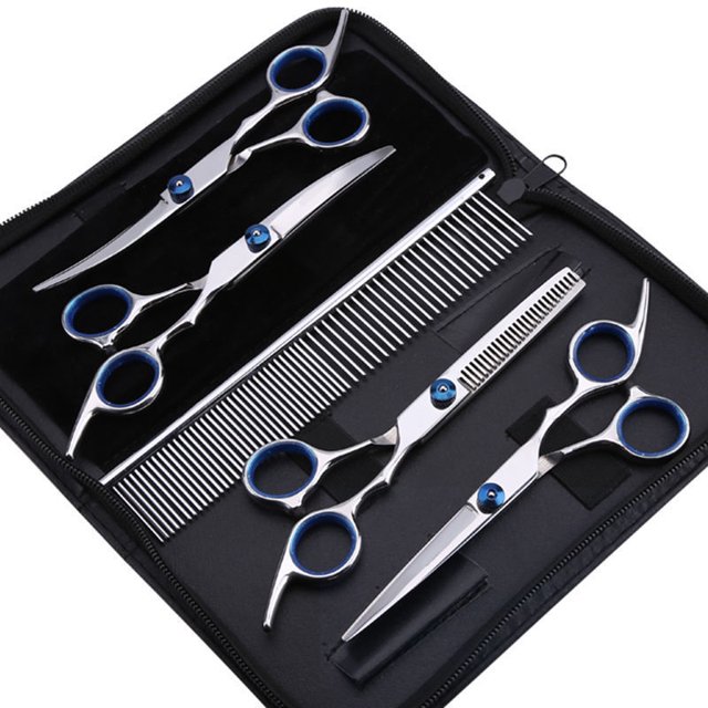 Kit de tijeras de peluquería canina Peine de tijeras de adelgazamiento de seguridad profesional Afortunado Sencillez
