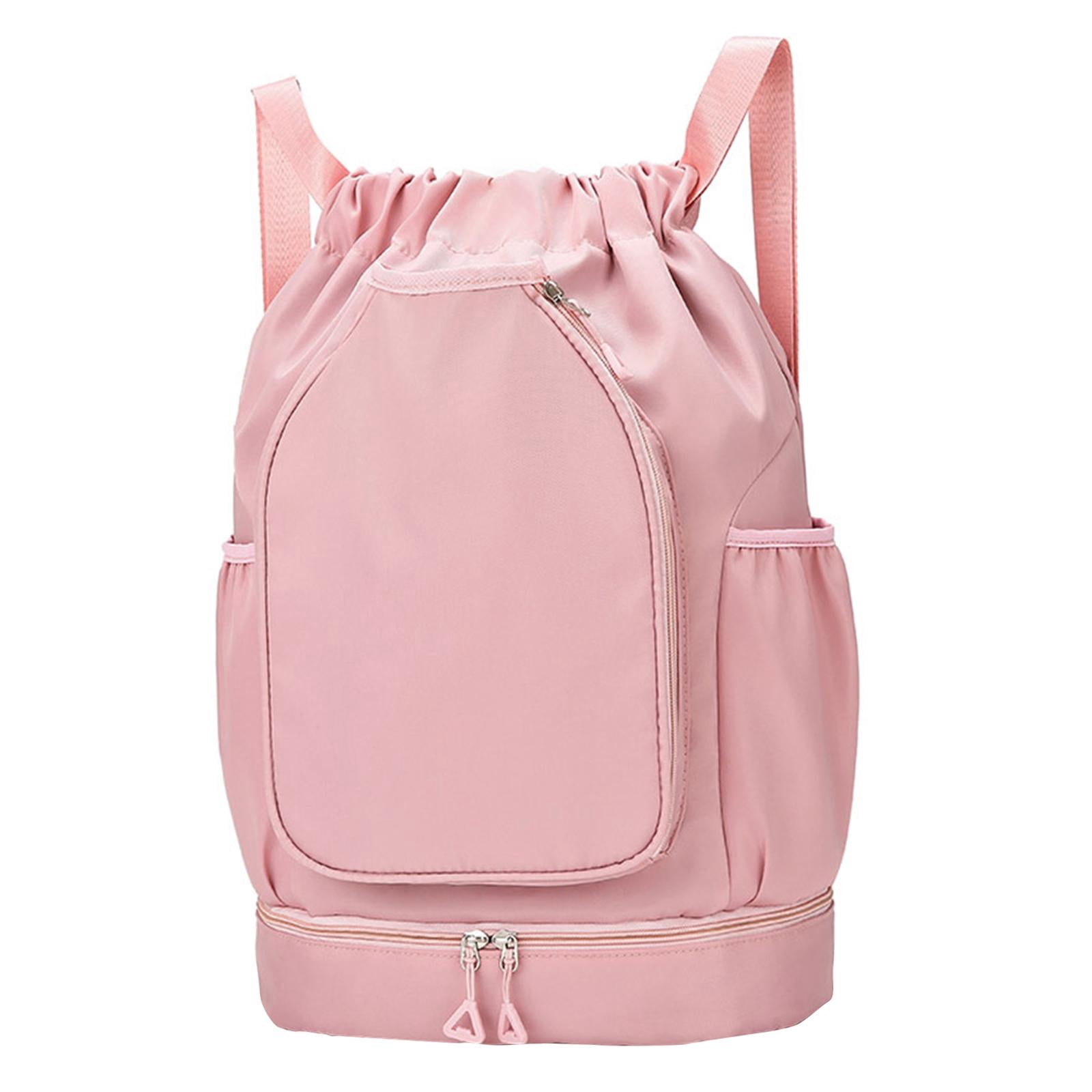 QccHieUs Tennis Backpack Badminton Racket Bag Drawstring Handbag Shoulder Bag for Outdoor Pink