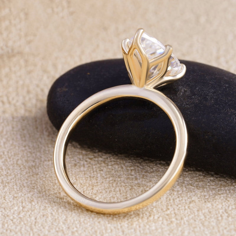 Cora Jewellery 2.5CT Tulip Floral Setting Pear Moissanite Solitaire Engagement Ring For Women , 14K Yellow Gold