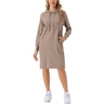 thumbnail image 1 of INSPIRAR CHIC Sudadera Casual para Mujeres con Capucha de Manga Larga Vestido Midi con Bolsillos XL Verde Oliva, 1 of 6