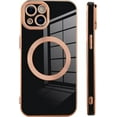 thumbnail image 4 of Compatible with iPhone 13 Case [Support for Magsafe] Magnetic Plating Electroplate Luxury Elegant Case Camera Protector Soft TPU Shockproof Protective Corner Back Cover iPhone 13 Case -Black, 4 of 12