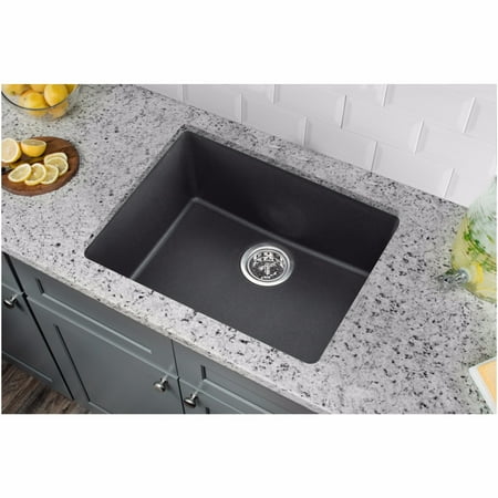 Drop In Single Bowl - Cahaba CA344SB22-B Quartz Topmount / Drop In Single Bowl Kitchen Sink, 21 2/3” x 17” with Twist and Lock Strainer