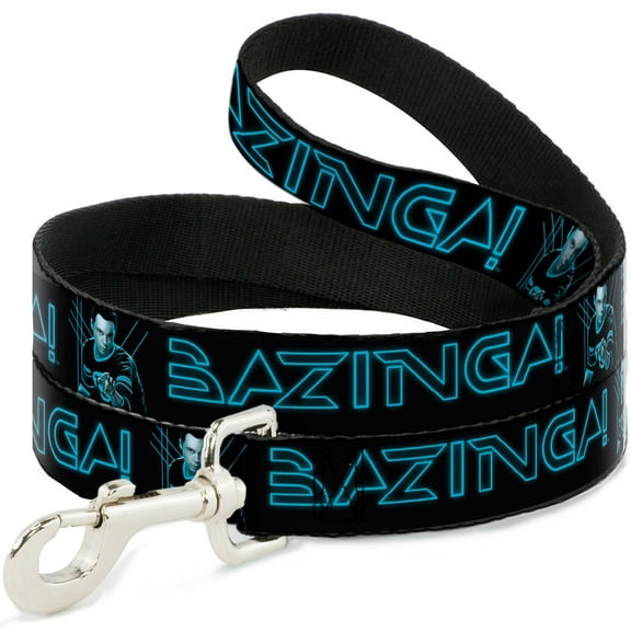 The Big Bang Theory Pet Leash, Dog Leash, Sheldon Bazinga Black Blue Glow, 6 Feet Long 1.0 Inch Wide