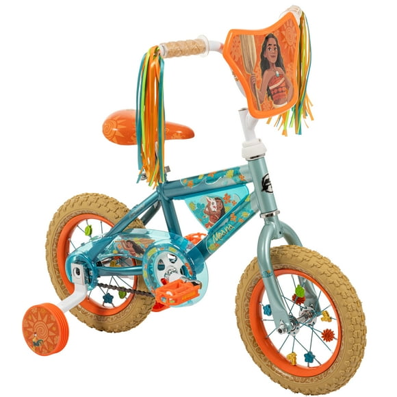 Huffy 12-inch Disney Moana Bike for Girls with Training Wheels, Orange
